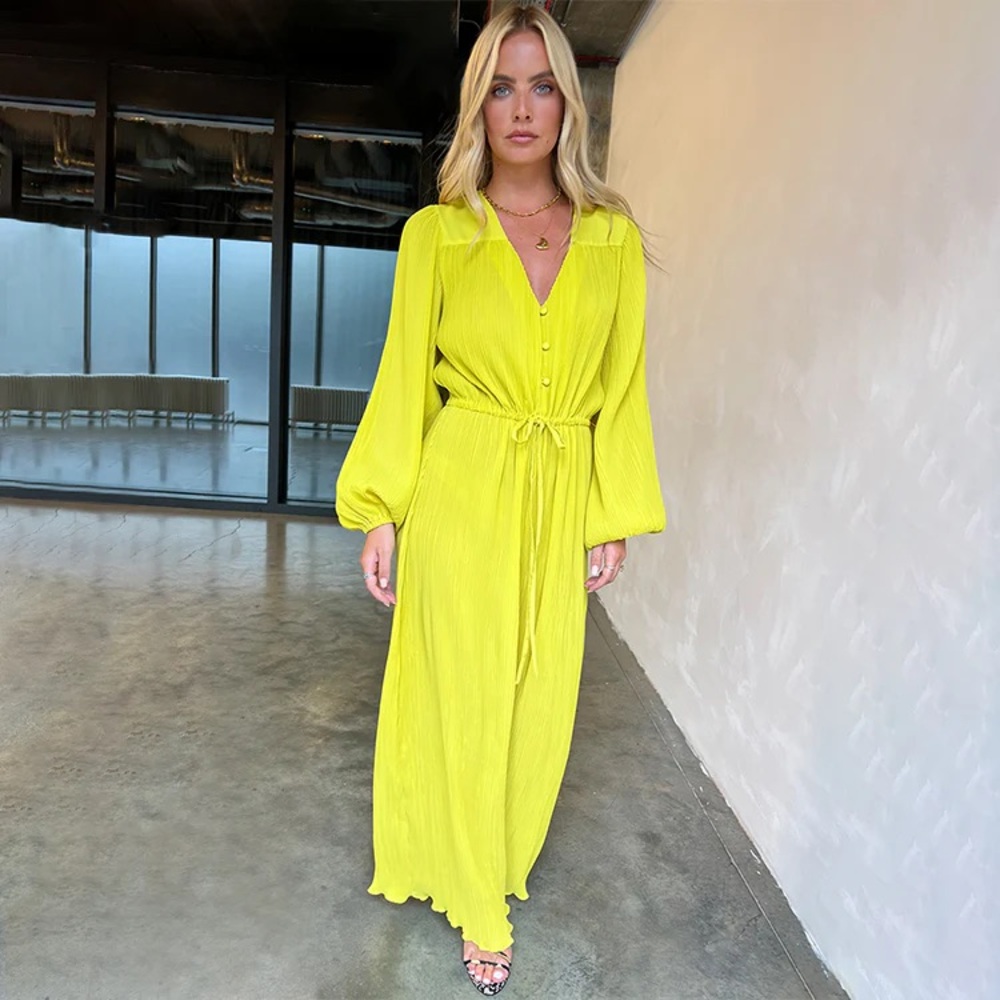 Lime Plisse Jumpsuit